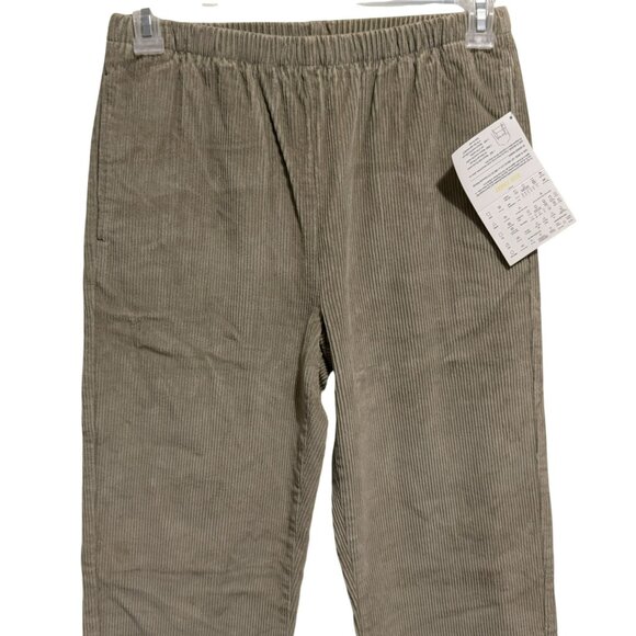 Denim & Co Tan Cotton Corduroy Straight Leg Pants Pull-On Elastic Waist Sz S NEW - Picture 2 of 5